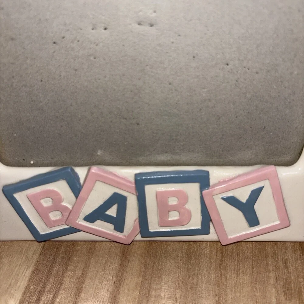Vintage baby Picture Frame Blocks Bottle Pastels